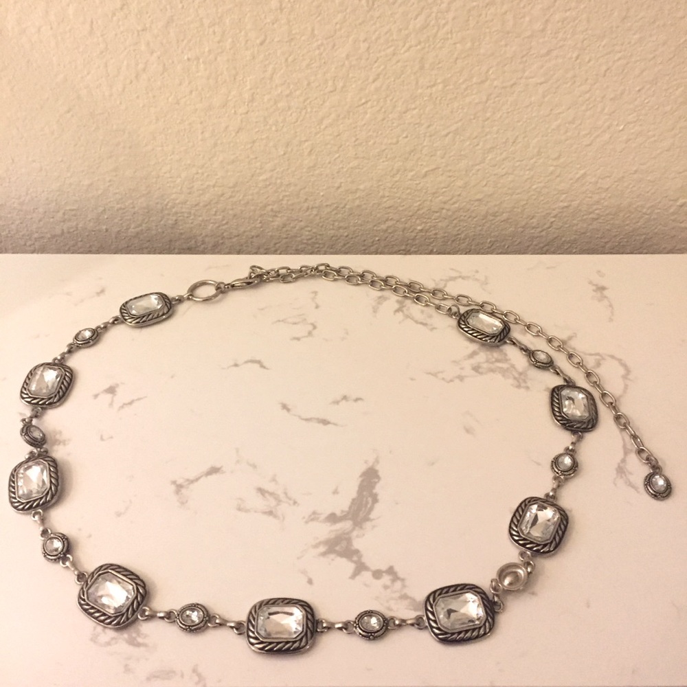 Metal chain belt with rhinestones free size